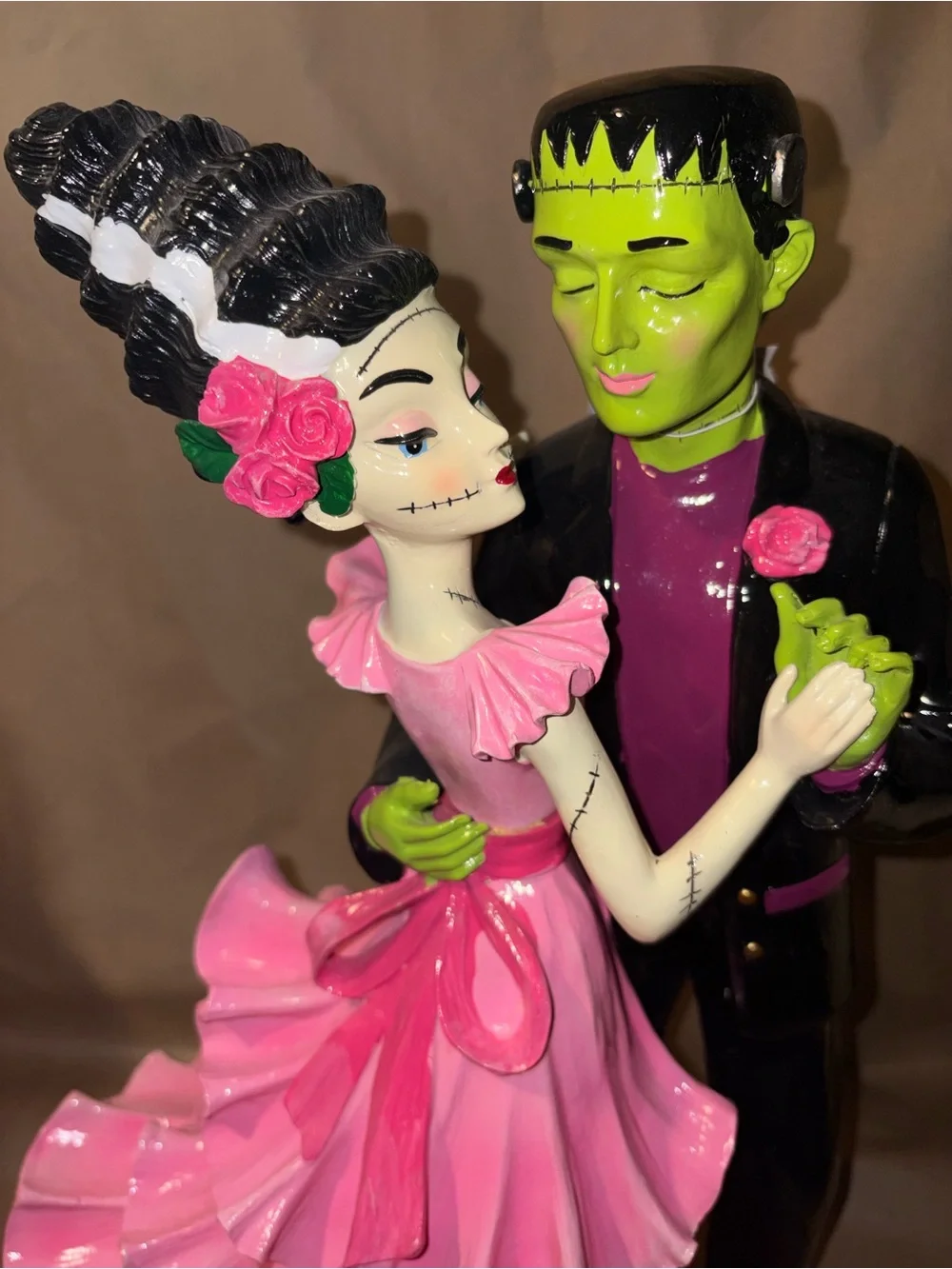 NEW Goblin & Ghoul 16” Dancing Frankenstein & Bride of Frankenstein Figurine